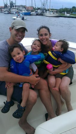 Fun family boat ride